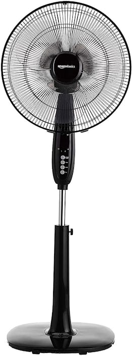 AmazonBasics Oscillating Dual Blade Standing Pedestal Fan With Remote
