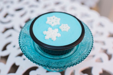 A top view of the blue Snowflake Brownie treat, which is available at Mickey's Very Merry Christmas ...