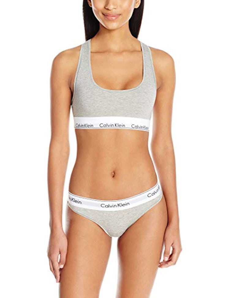 Calvin Klein Women's Modern Cotton Bralette and Bikini Set in Gray