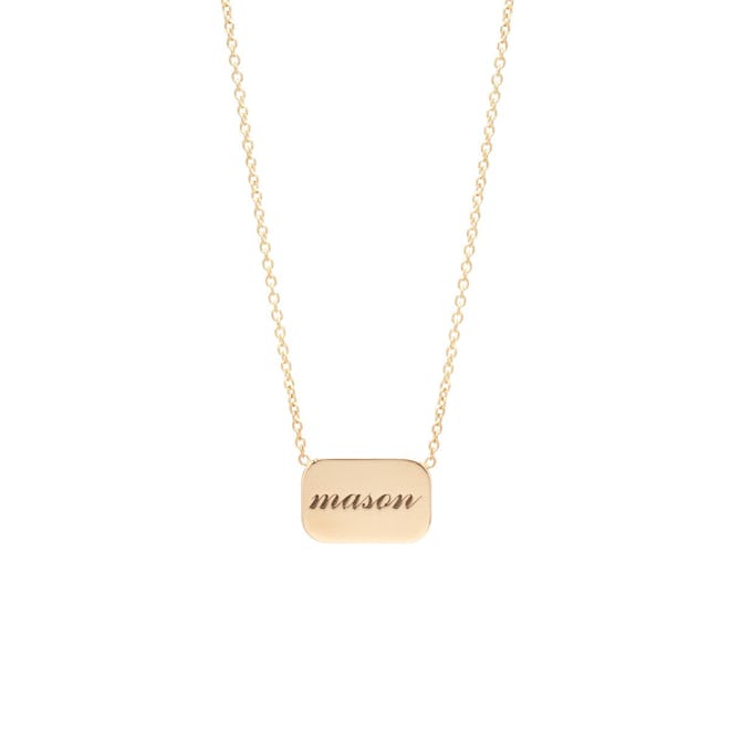 14K Personalized Rounded Rectangle Necklace