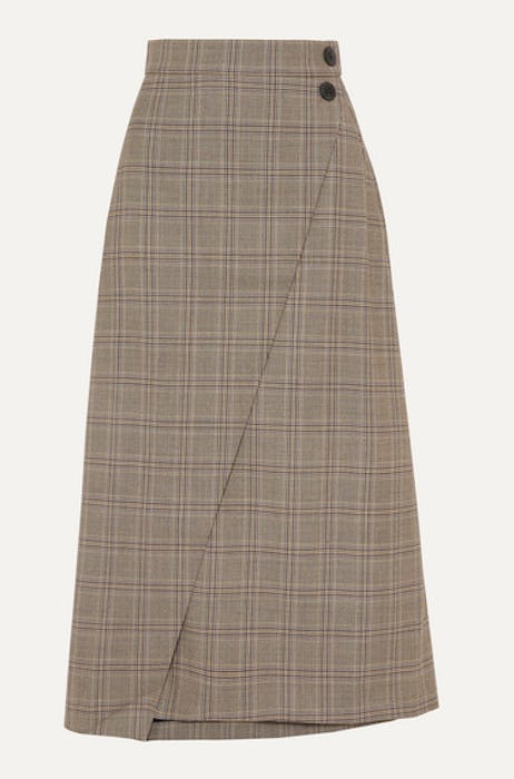 Layla Prince of Wales checked woven midi skirt