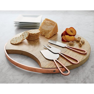 Beck Cheese Board and 3 Copper Cheese Knives Set