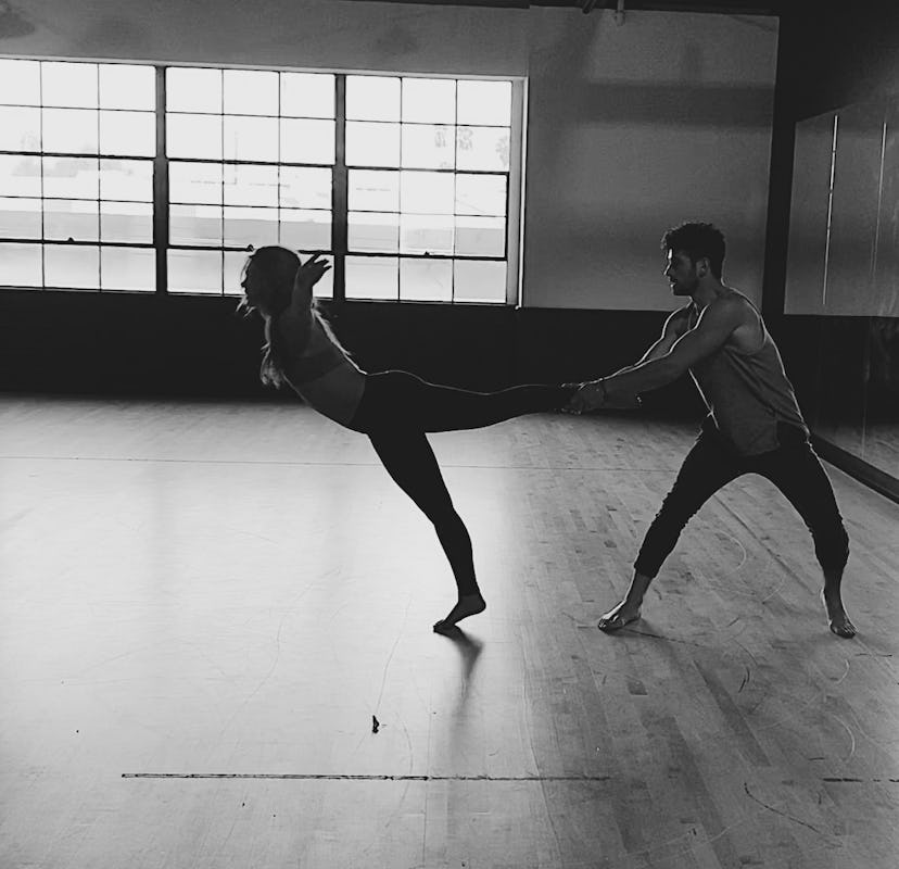 Hannah Brown and Alan Bersten rehearse their contemporary dance for DWTS.