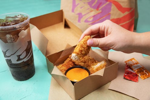 Taco Bell is testing Crispy Tortilla Chicken tenders, complete with dipping sauce, in select markets...