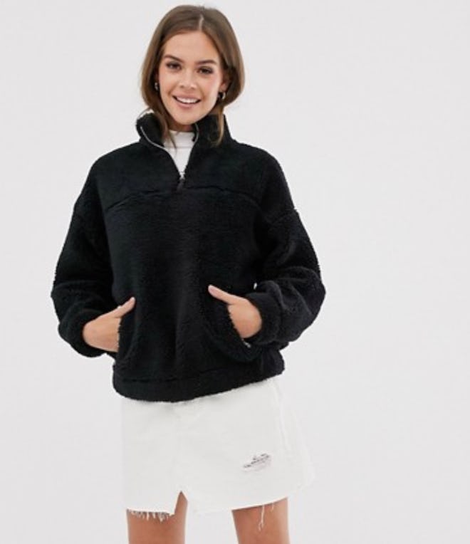 New Look borg fleece jacket in black