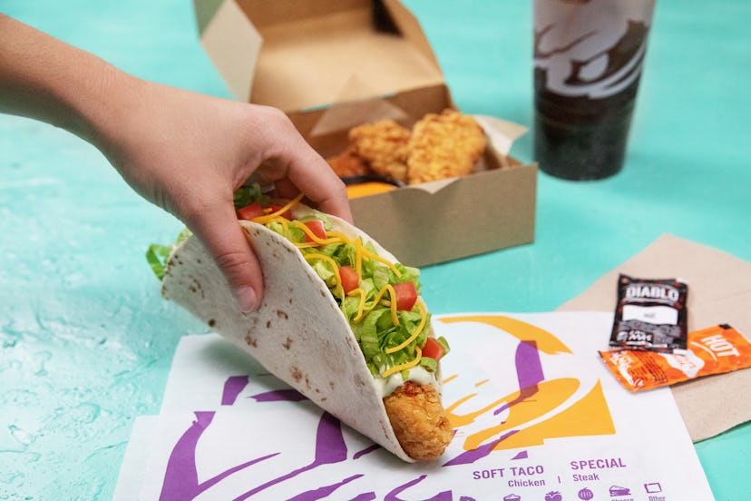 Taco Bell's new Crispy Tortilla Chicken strips can also be ordered in a soft shell taco.