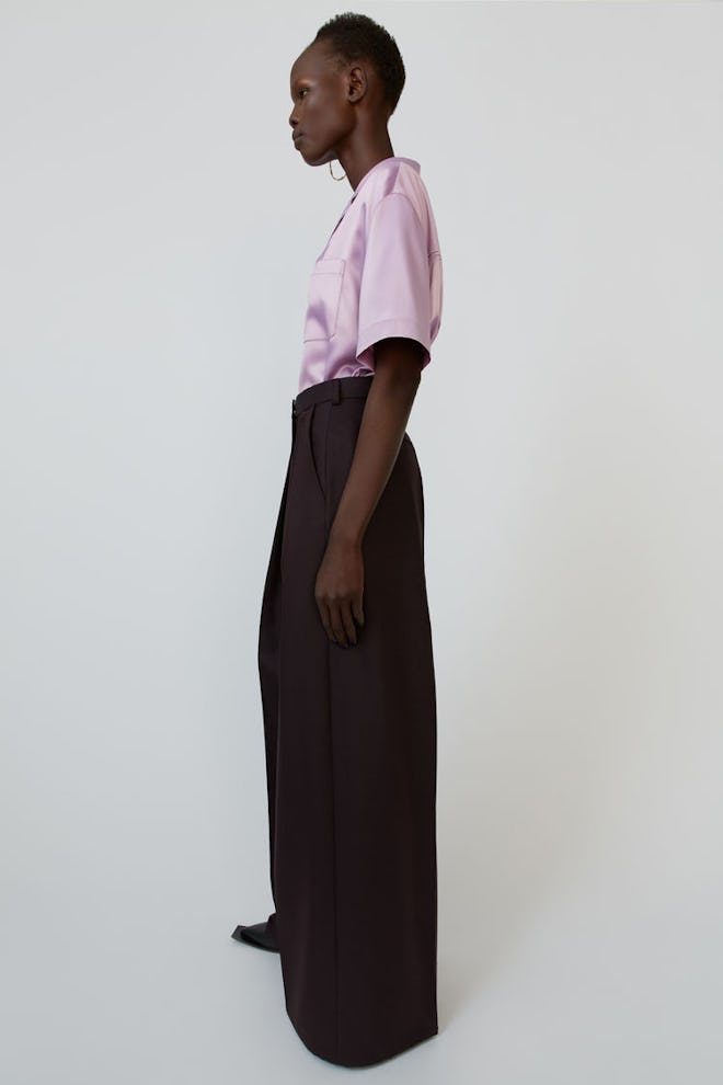 Wide-Leg Trousers Aubergine Purple