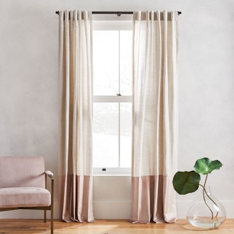 Belgian Flax Linen + Luster Velvet Curtain - Natural/Dusty Blush