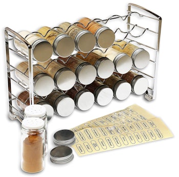 DecoBros Spice Rack Stand with Bottles and Labels