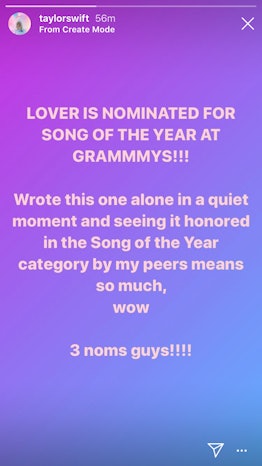 Taylor Swift 'Lover' Grammy Nomination