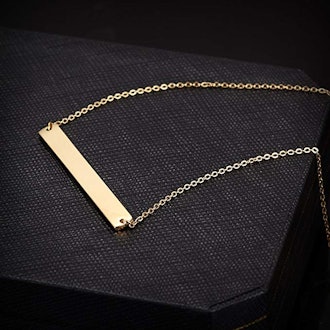 WISTIC Stainless Steel Gold Plated Necklace With Engravable Bar