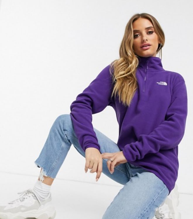 The North Face 100 Glacier 1/4 zip fleece in purple