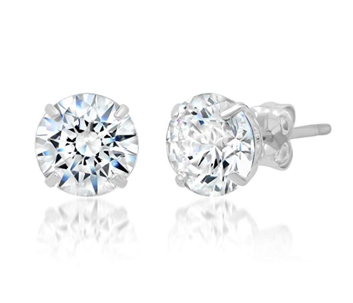 Parade Of Jewels 14k Solid Gold Round Zirconia Stud Earrings