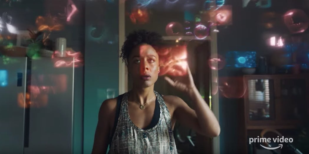 Michelle Fairley stars as Meredith in Amazon's 'The Feed.'