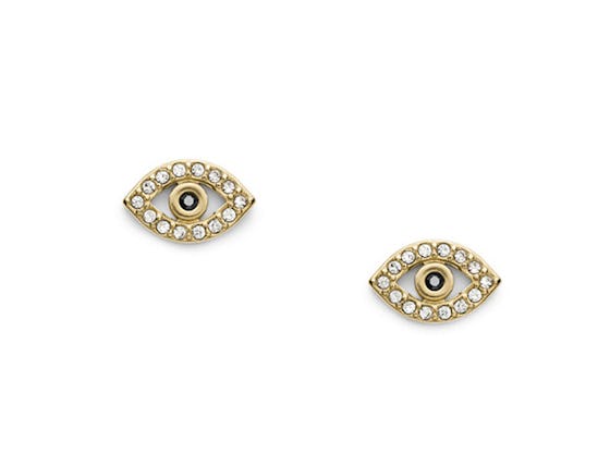 Evil Eye Gold-Tone Stainless Steel Earrings