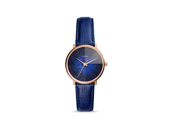 Prismatic Galaxy Three-Hand Blue Leather Watch