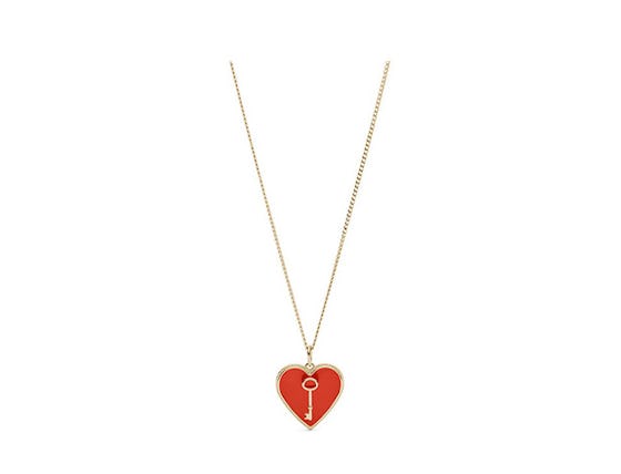 Heart and Key Gold-Tone Steel Pendant