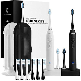 AquaSonic DUO Dual Handle Ultra Whitening 40,000 VPM Wireless Charging Electric ToothBrushes