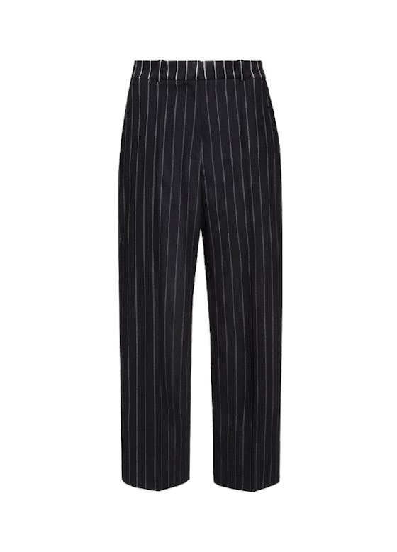 Cropped wide-leg pants in pinstripe fabric