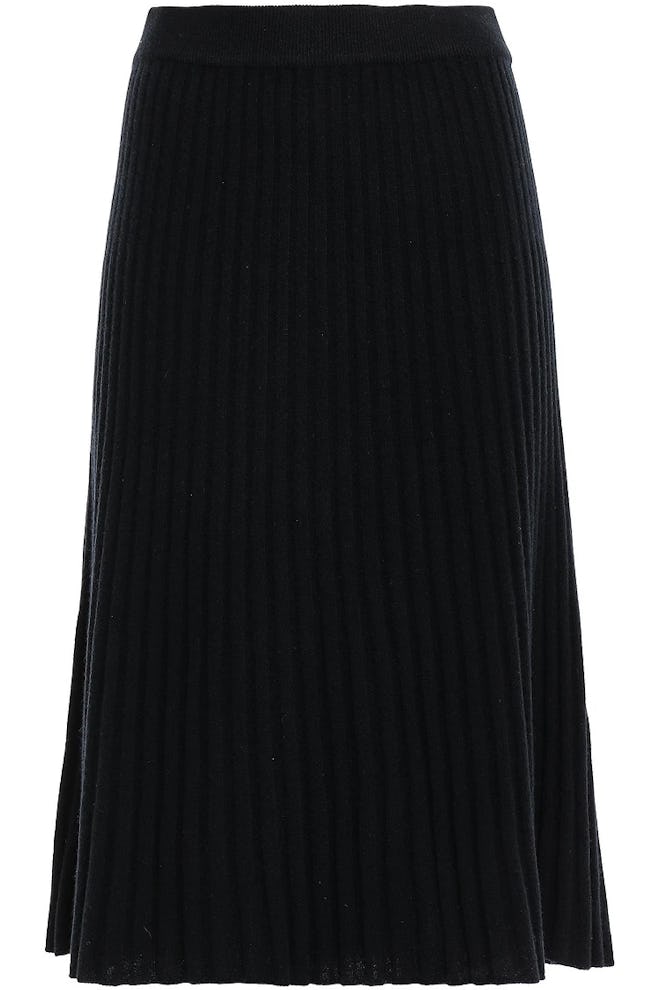 Ribbed Cashmere Midi Skirt