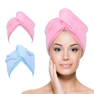 YoulerTex Microfiber Hair Towel Wrap (2-pack)