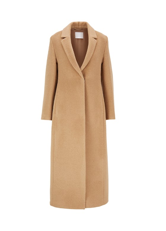 Longline coat in alpaca with virgin wool