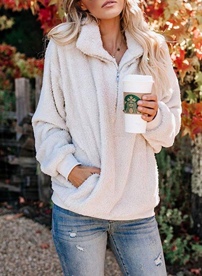 Acelitt Women's Fuzzy Casual Loose Oversized Sweatshirt 