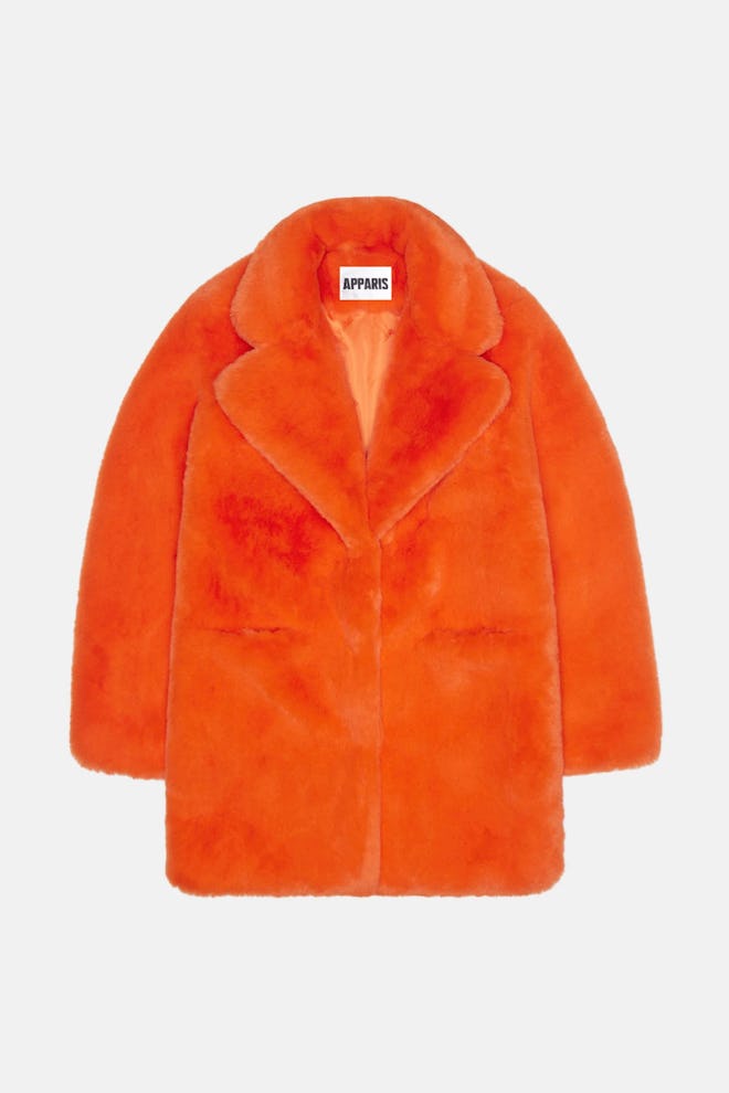 Neon Orange Sophie Faux Fur Coat