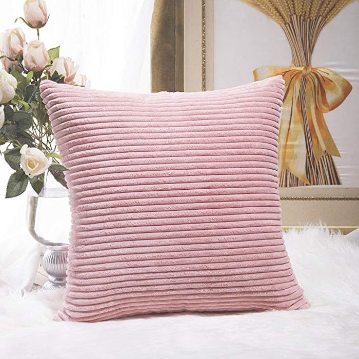 Home Brilliant Striped Corduroy Velvet Large Euro Throw Pillow Sham 