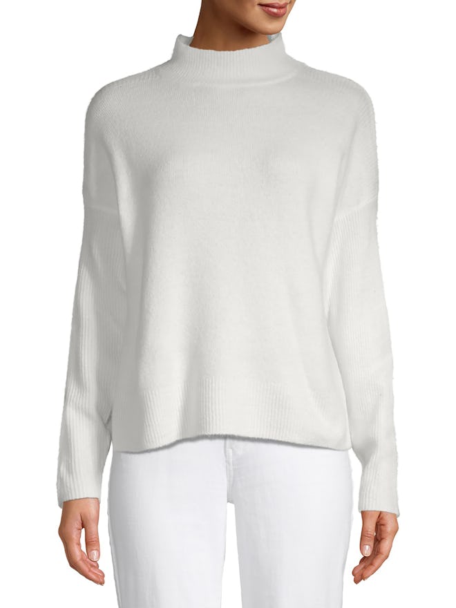 Time and Tru Women's Drop Shoulder Mock Neck Pullover