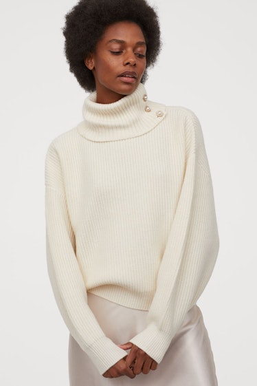 Rib-Knit Turtleneck Sweater