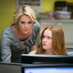 Charlize Theron as Megyn Kelly and Liv Hewson as Lily Balin in 'Bombshell'