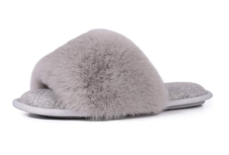 LongBay Faux Fur Memory Foam Slippers
