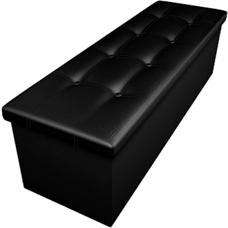 Camabel Folding Ottoman Storage Bench Cube 44 inch Hold up 700lbs Faux Leather Long Chest with Memor...