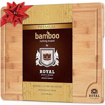 Small Bamboo Cutting Board for Kitchen with Juice Groove - Best for Meat/Vegetables and Fruits - Kni...