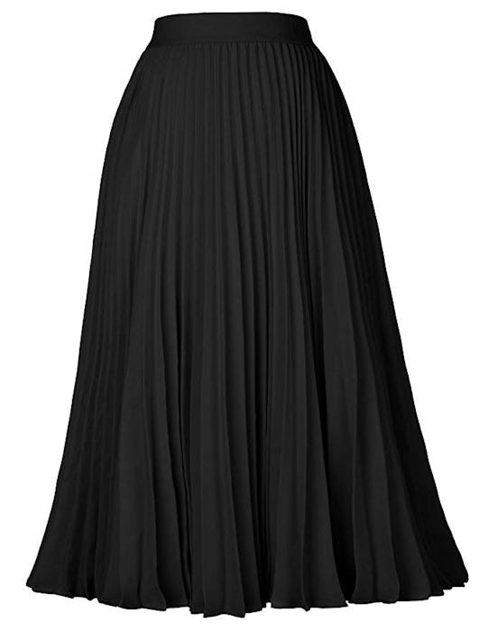 Kate Kasin Women's High Waist Pleated A-Line Skirt