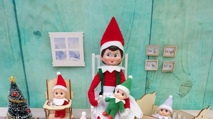 Elf on the shelf with their babies.