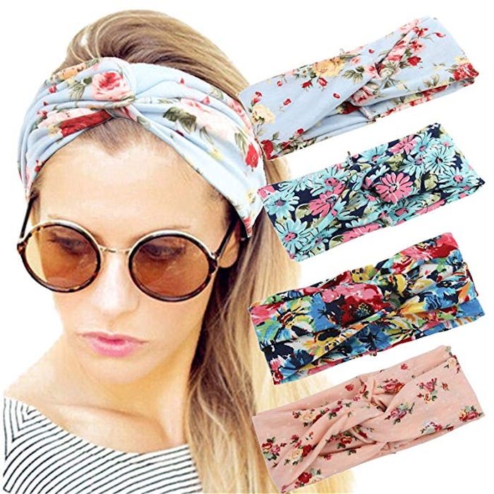 4 Pack Women Headband Boho Floal Style Criss Cross Head Wrap Hair Band