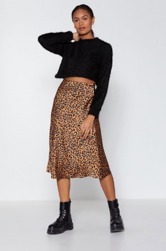 Come Down Leopard On 'Em Midi Skirt