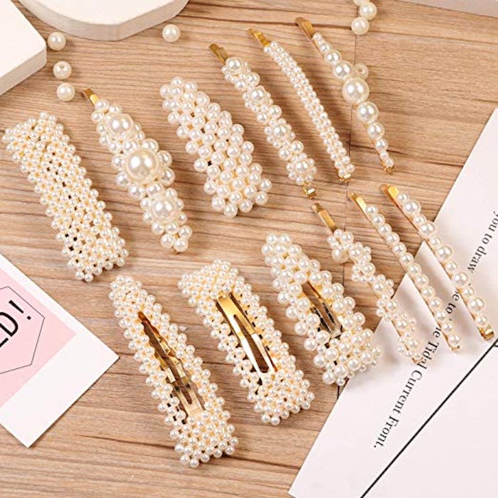 E-accexpert 12 Pcs Pearl Hair Clips 