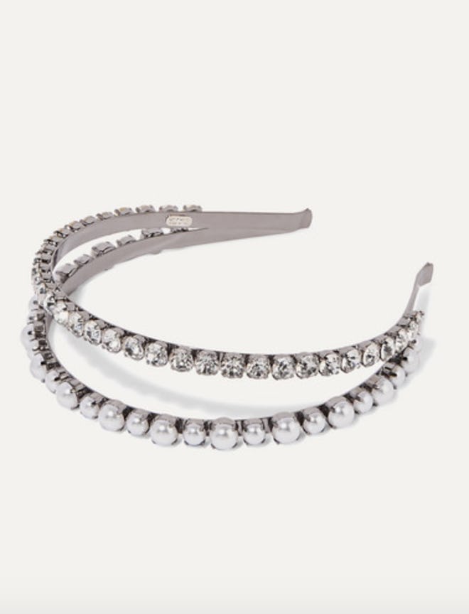 Silver-Tone Crystal And Faux Pearl Headband