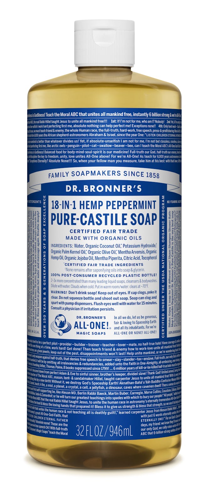 Dr. Bronner's Peppermint Pure-Castile Liquid Soap - 32 oz