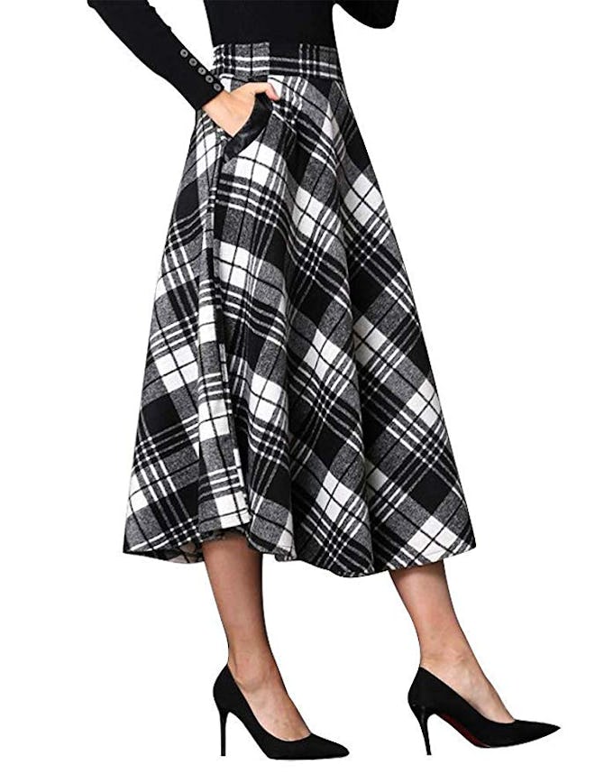 IDEALSANXUN Womens High Elastic Waist Maxi Skirt 