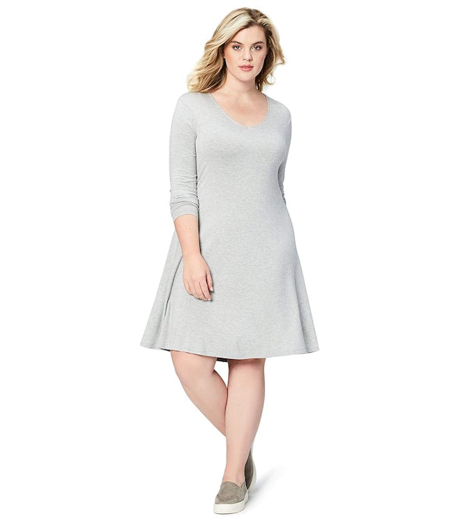 Daily Ritual Women's Plus Size Long-Sleeve V-Neck Dress