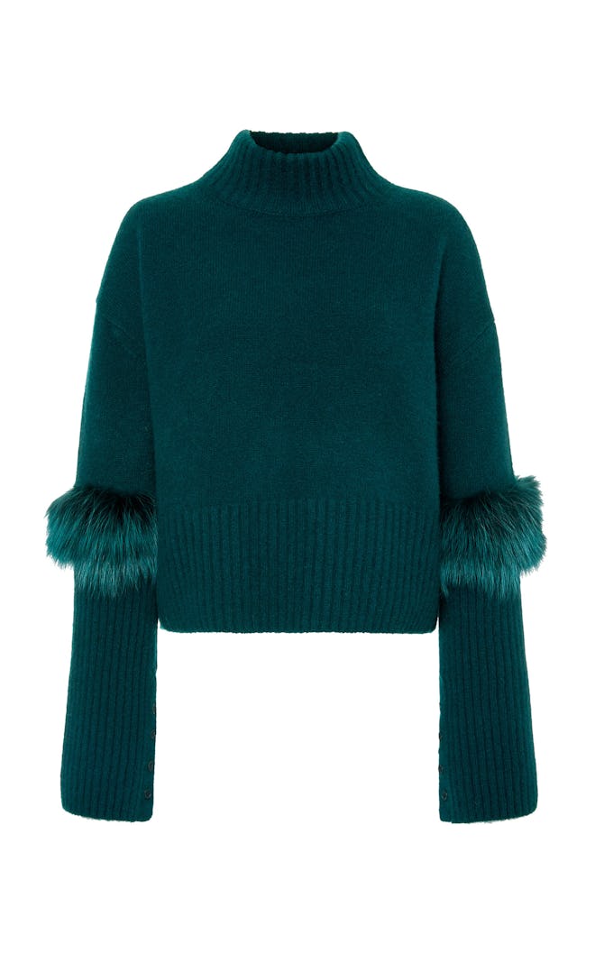Fur-Trimmed Cashmere and Silk Blend Sweater