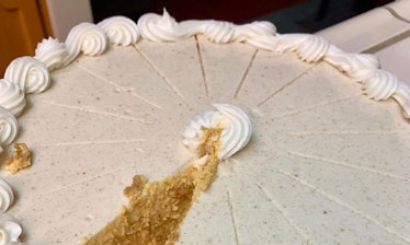 Costco’s 5-Pound Pumpkin Cheesecake features a cream cheese topping.