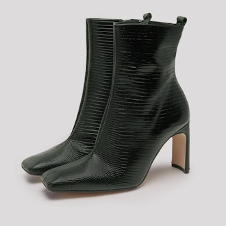 Marcelle Bottle Green Leather Boots
