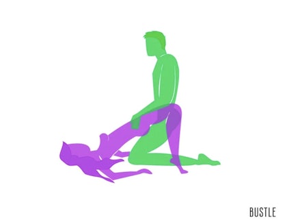 A drawn image of a couple in the bridge sex position. 