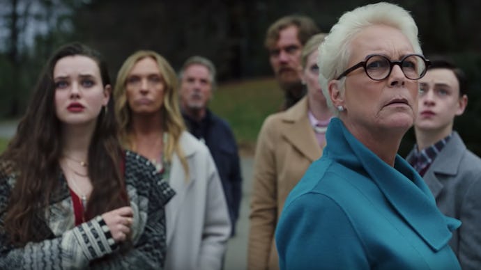 Still image featuring Jamie Lee Curtis from the trailer for Rian Johnson's 'Knives Out'.