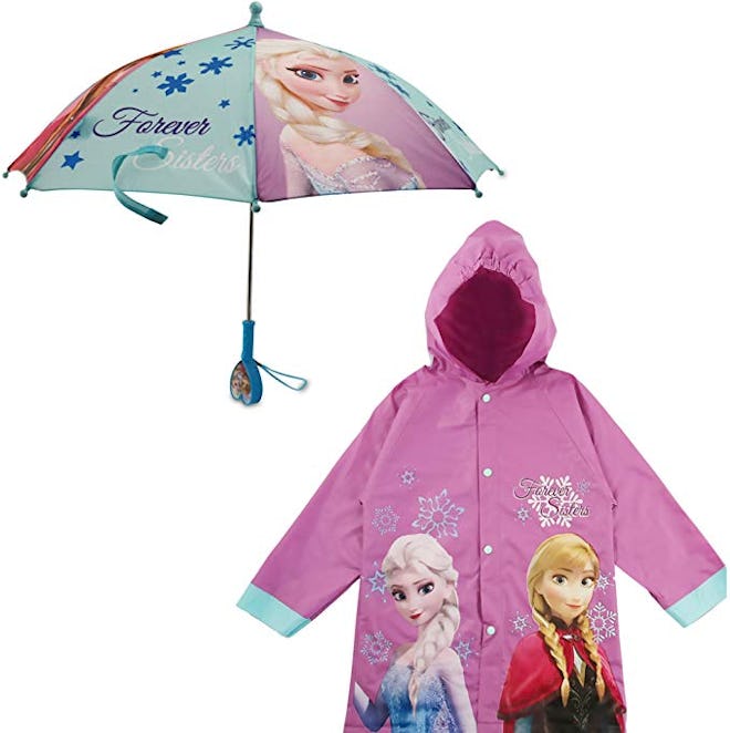Disney Little Girls Assorted Characters Slicker and Umbrella Rainwear Set